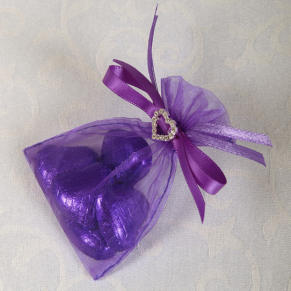 Picture of Ready Made Organza and Diamante Pouch in Purple