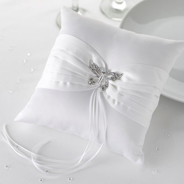 Picture of Ring Cushion - Elegant Butterfly in White