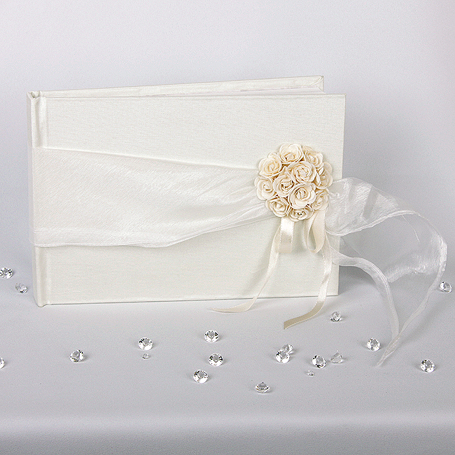 Picture of Simply Roses Guest Book - Organza and Roses Design