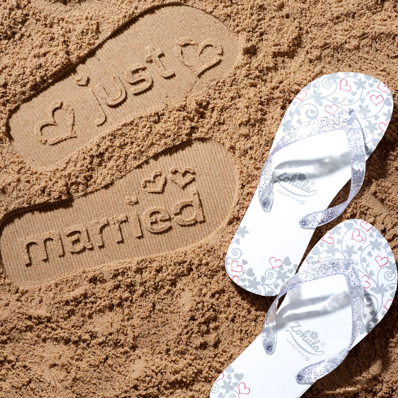 Just married imprint flip flops on sale